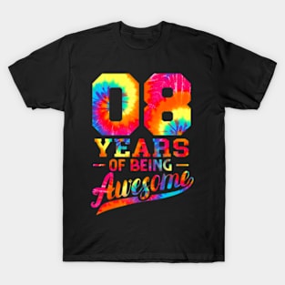 8Th Birthday 8 Years Old Awesome Tie Dye Men Women T-Shirt